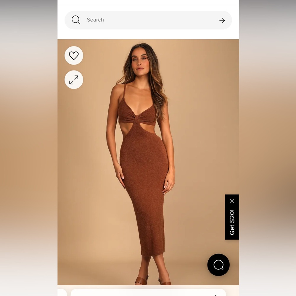 Lulus The Way I Feel Brown Cutout Midi Sweater Dress